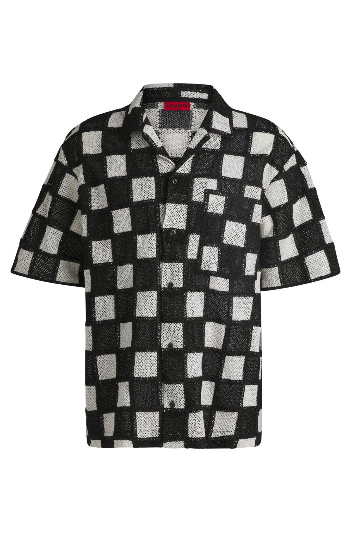 Oversize-fit shirt in check-print crochet Product Image