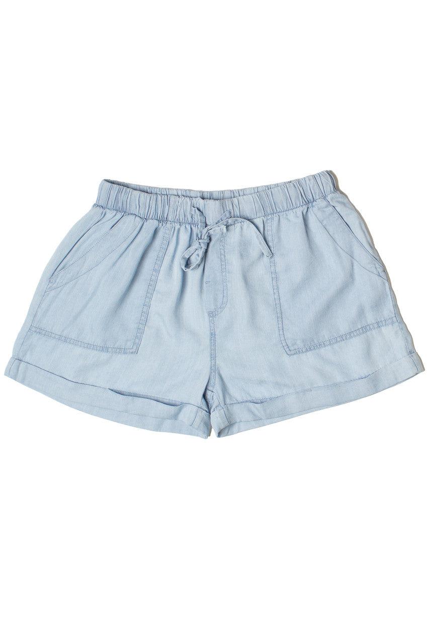 Cuffed Hem Drawstring Tencel Shorts Product Image