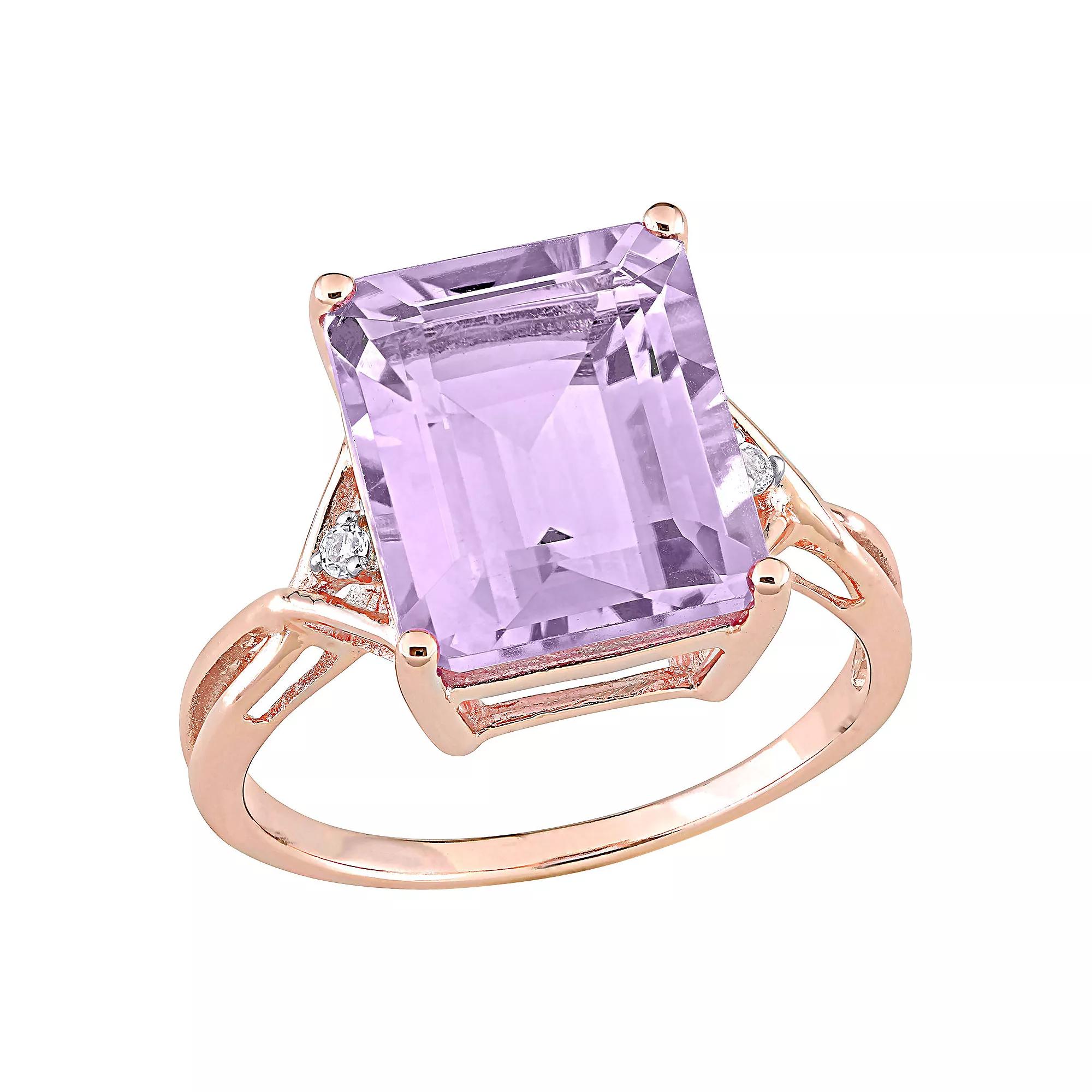 Stella Grace 18k Rose Gold Over Silver Rose de France Amethyst & White Topaz Cocktail Ring, Women's,  Product Image