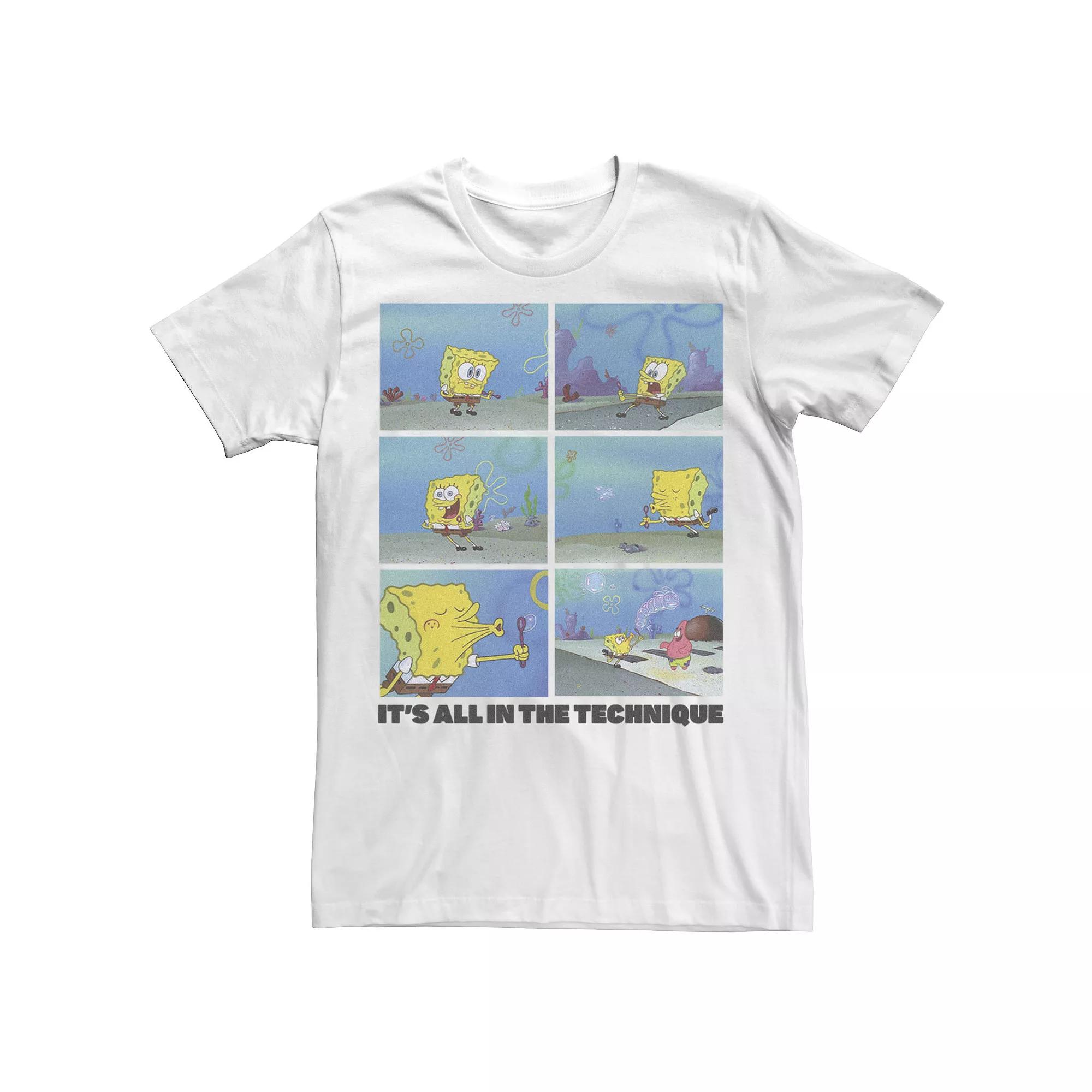 Men's SpongeBob SquarePants SpongeBob Bubble Technique Grid Tee,  Product Image