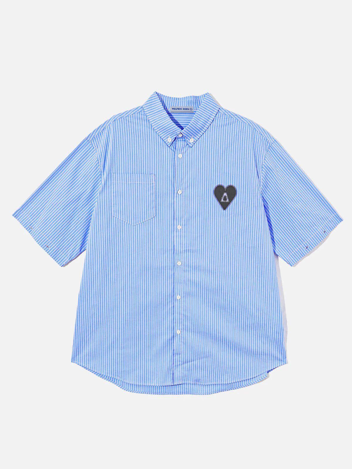 City Of Love Detachable Sleeve Striped Long Sleeve Shirt Product Image