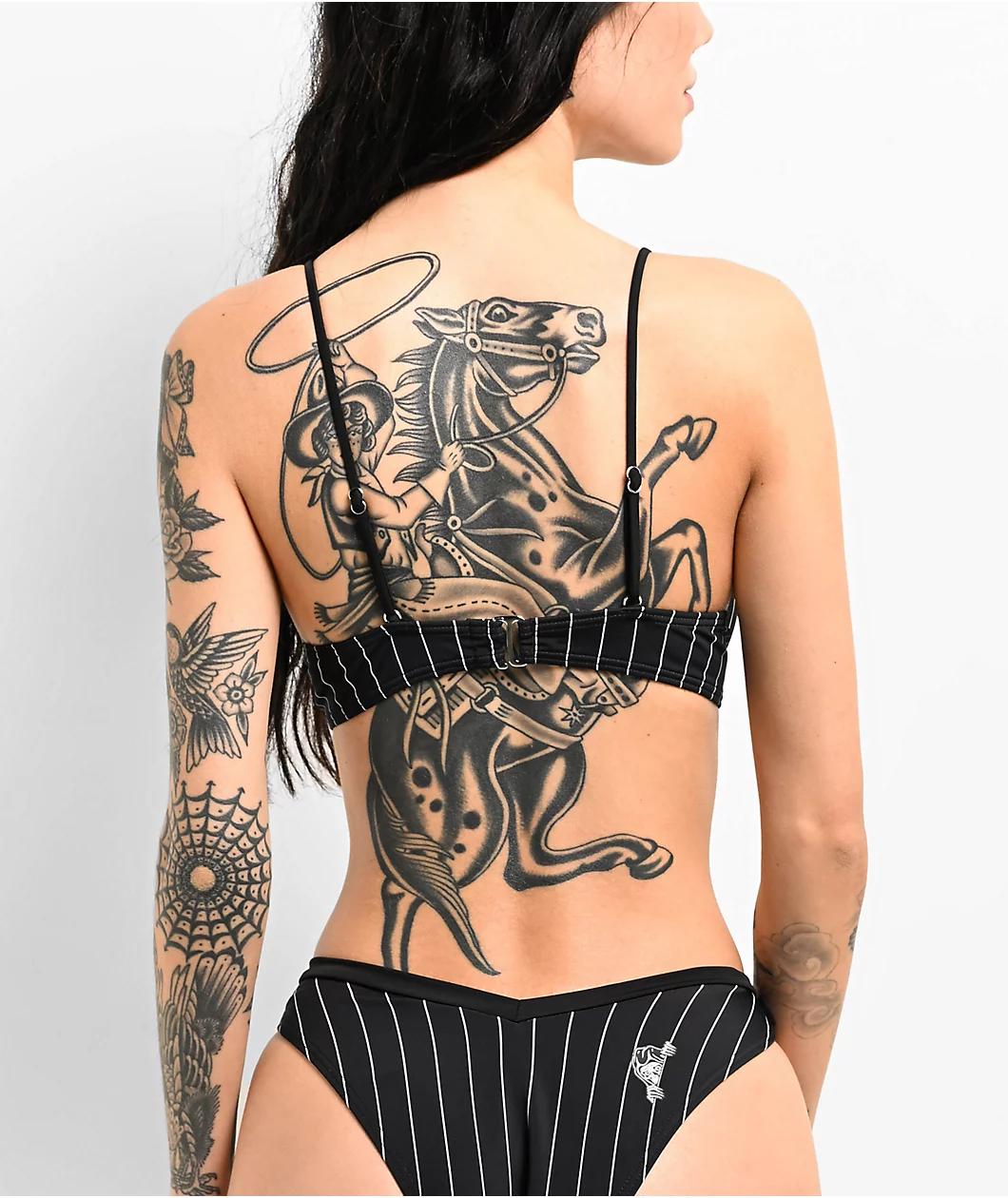 Lurking Class By Sketchy Tank Corner Stripe Black High Leg Bikini Bottom Product Image