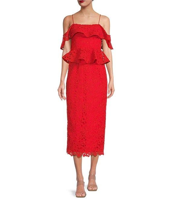 Muse by Marchesa Amaryllis Lace Off-The-Shoulder Midi Dress Product Image