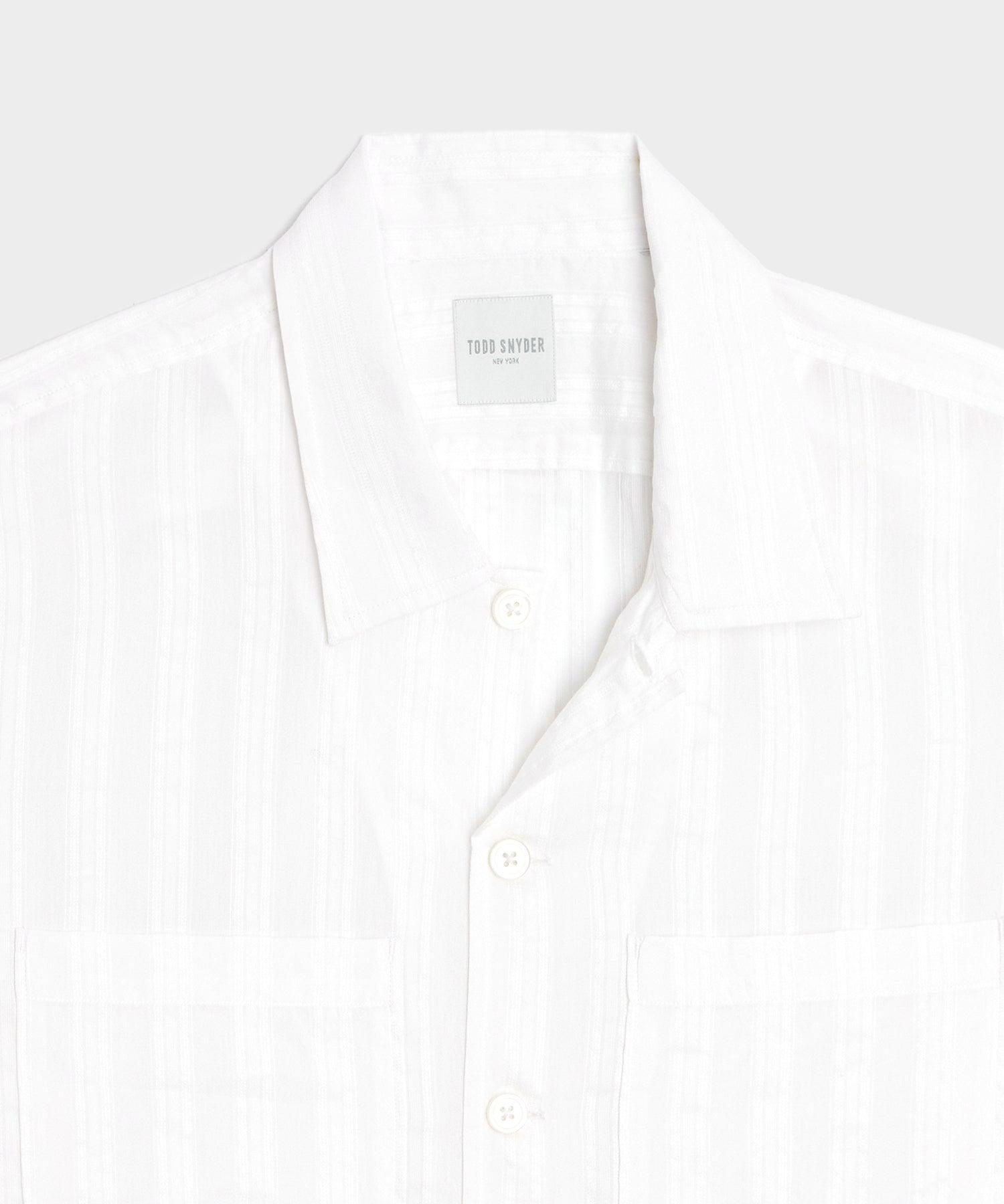 Relaxed Cotton-Silk Jacquard Camp Collar Shirt Product Image