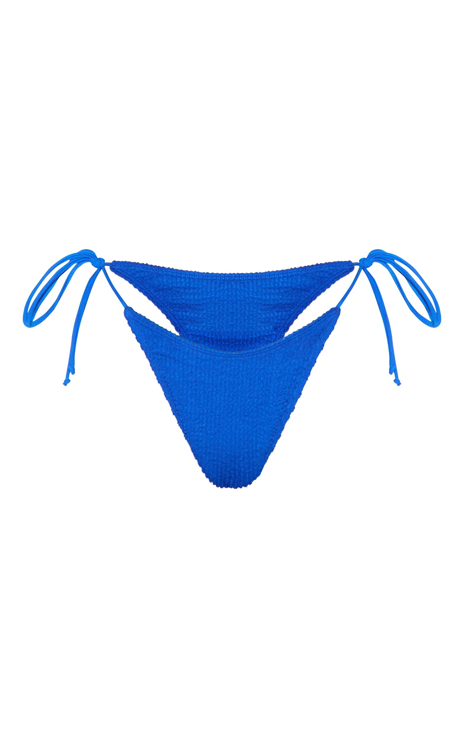 Royal Blue Crinkle Tie Bikini Bottoms Product Image