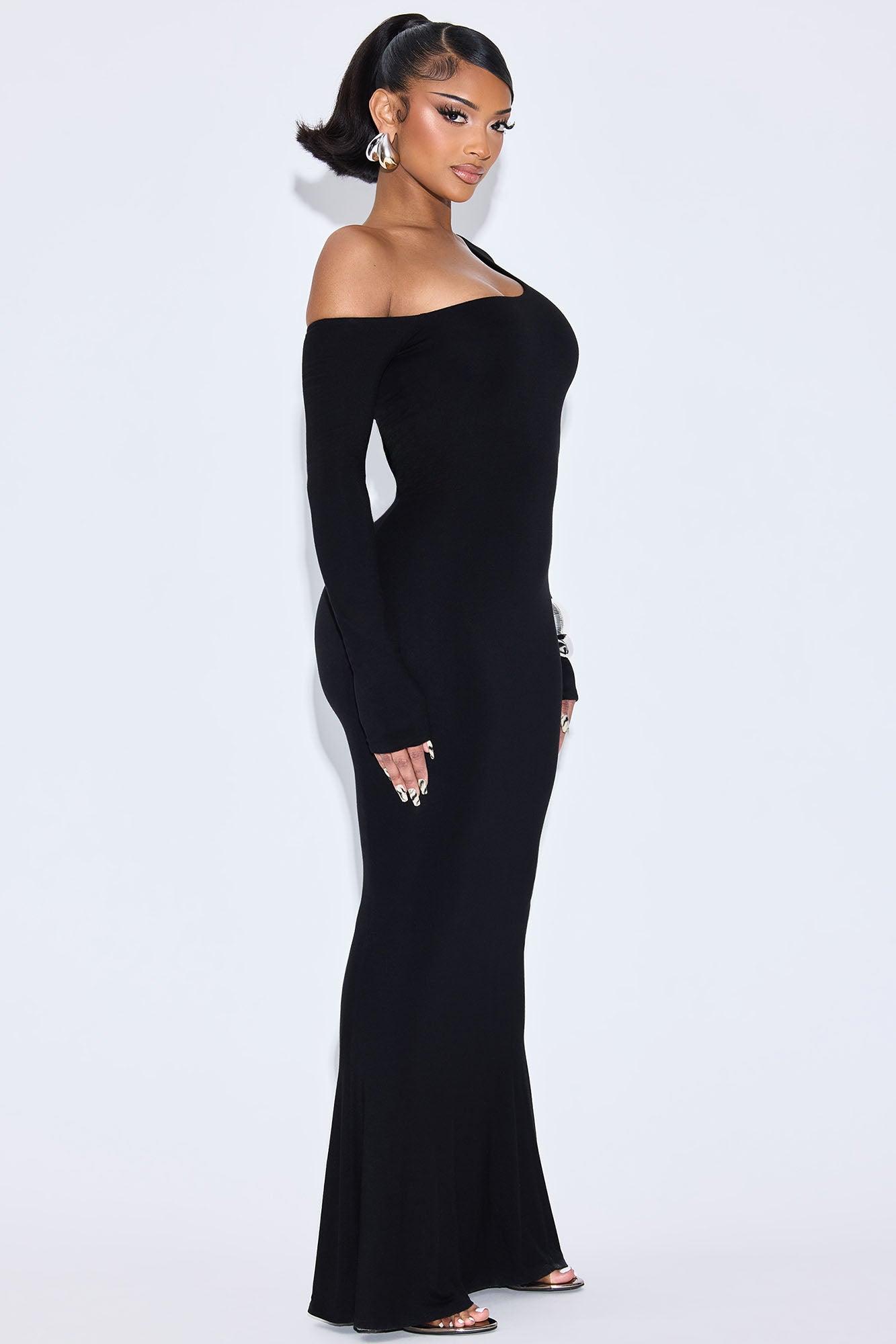 Leia Off Shoulder Maxi Dress - Black Female Product Image