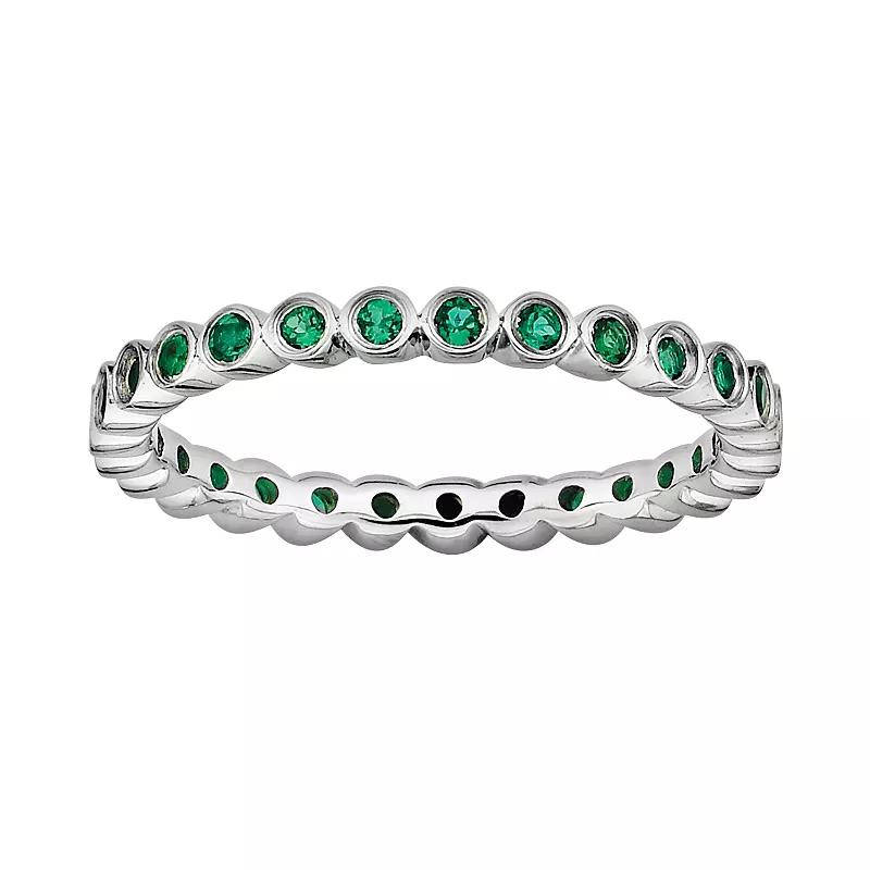 Stacks & Stones Sterling Silver Lab-Created Emerald Stack Ring, Women's, Size: 6 Product Image