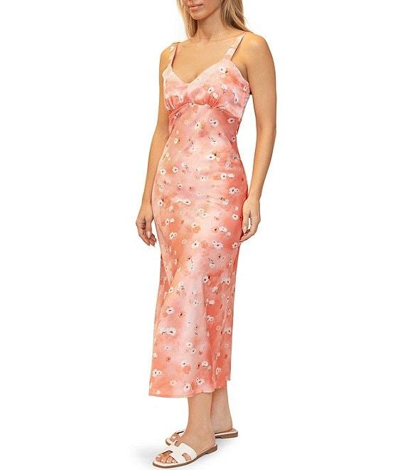 Stevie By Steve Madden Floral Print V-Neck Cami Midi Dress Product Image