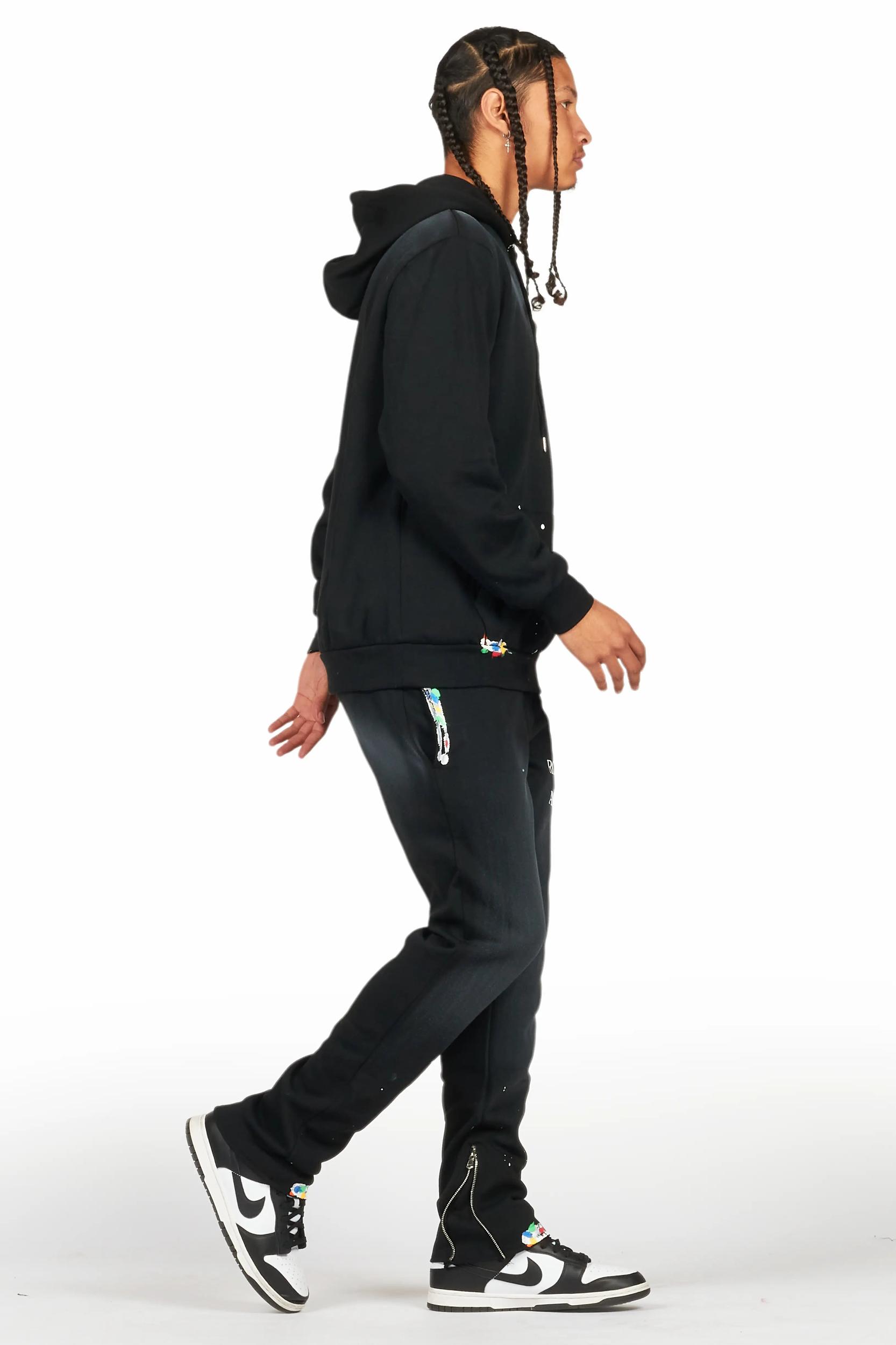Rockstar Art Dist. Black Hoodie Slim Fit Track Set Male Product Image