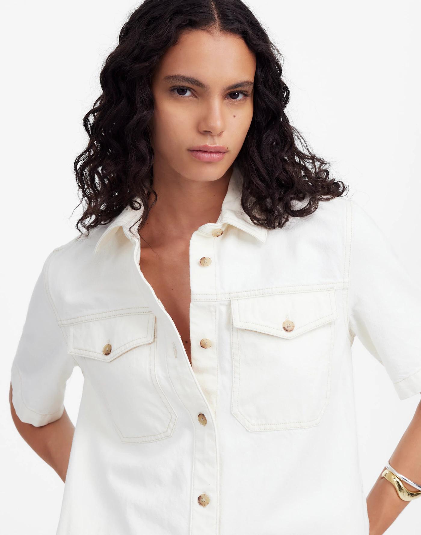 Denim Boxy Shirtdress in Vintage Canvas Product Image