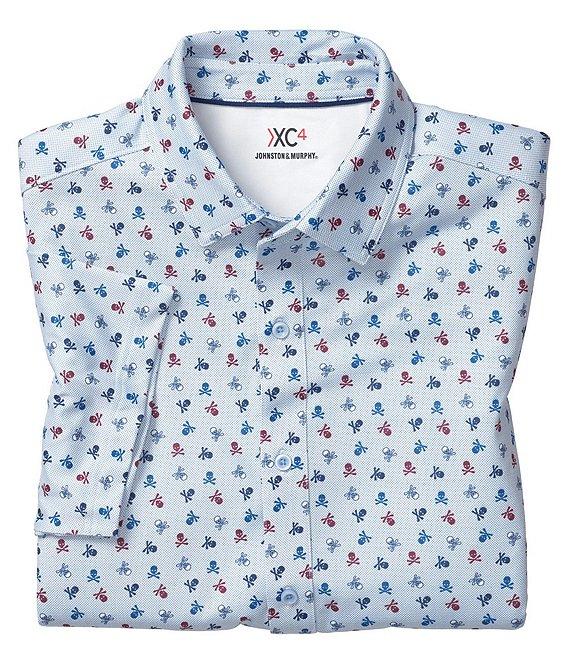 Johnston & Murphy XC4 Skull Print Performance Short Sleeve Woven Shirt Product Image