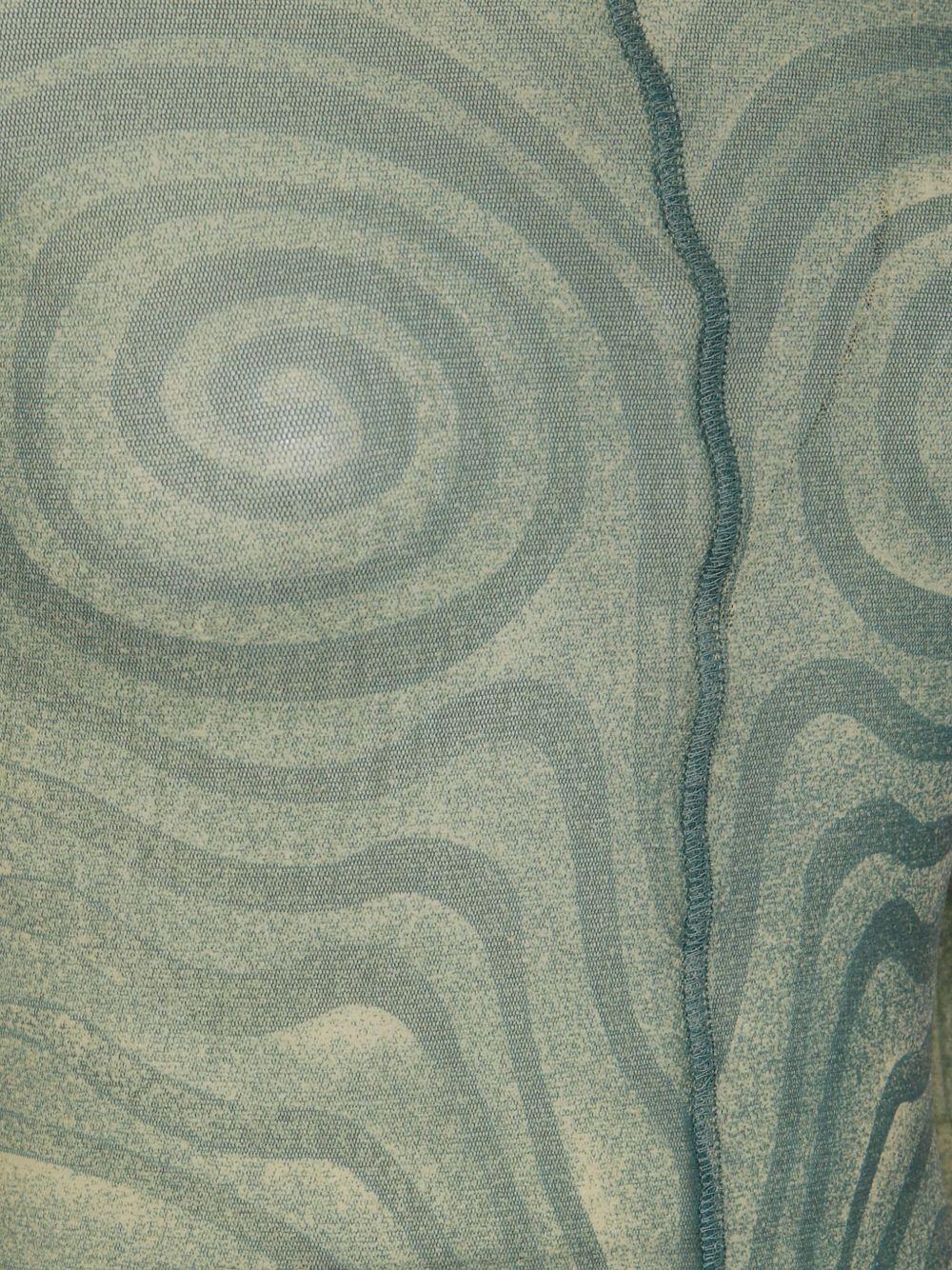 JEAN PAUL GAULTIER Mesh Long Dress With Spiral Print And Ruffles In Beige Product Image