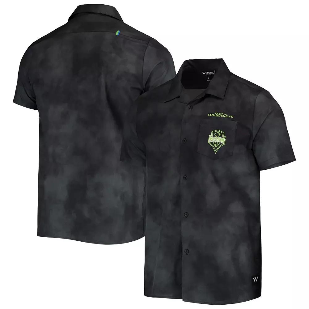 Men's The Wild Collective Black Seattle Sounders FC Abstract Cloud Button-Up Shirt, Size: Large Product Image