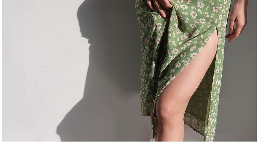 Spaghetti Strap Floral Slim-Fit Slit Midi Dress Product Image