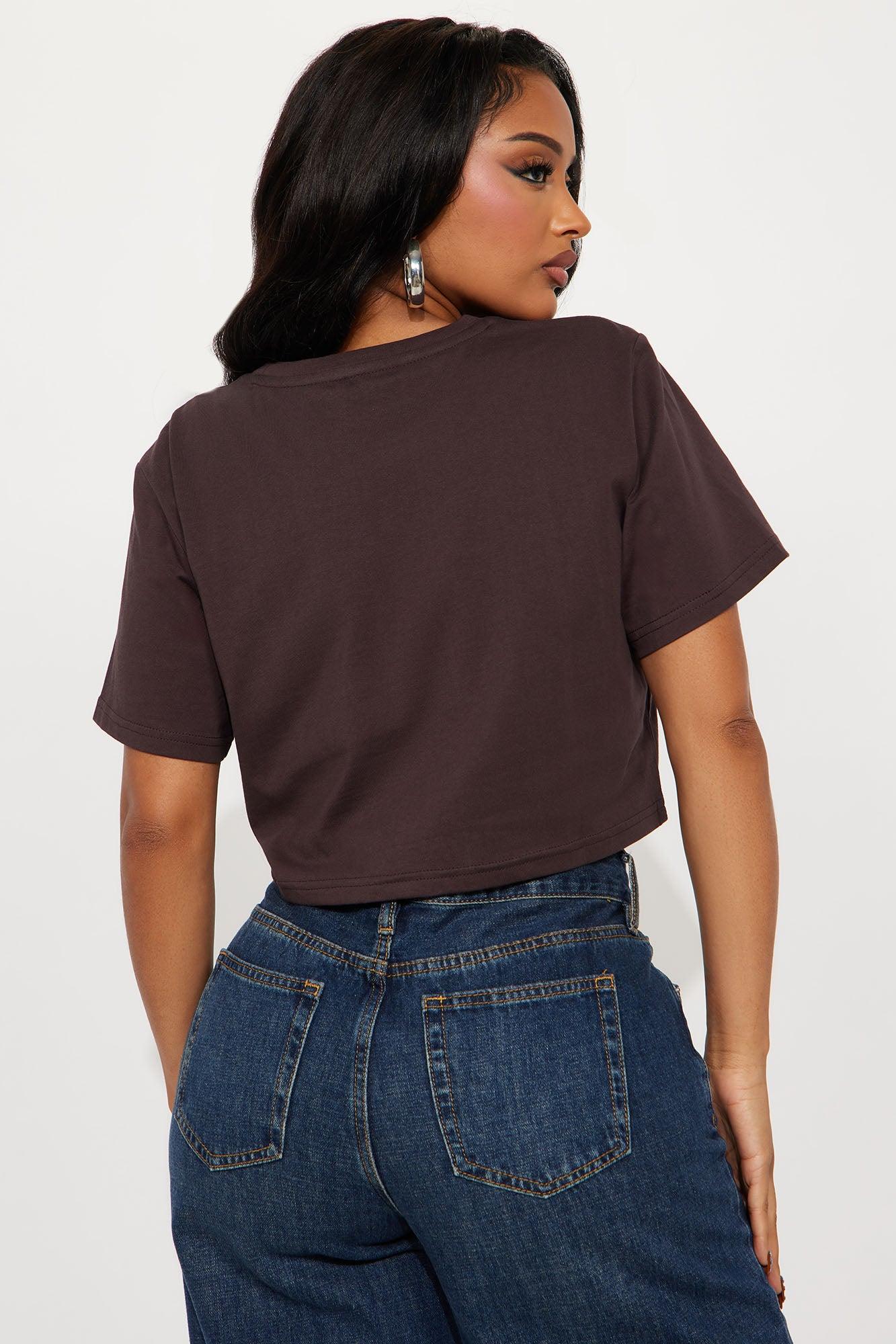 Elisa Relaxed Crop Tee - Chocolate Female Product Image
