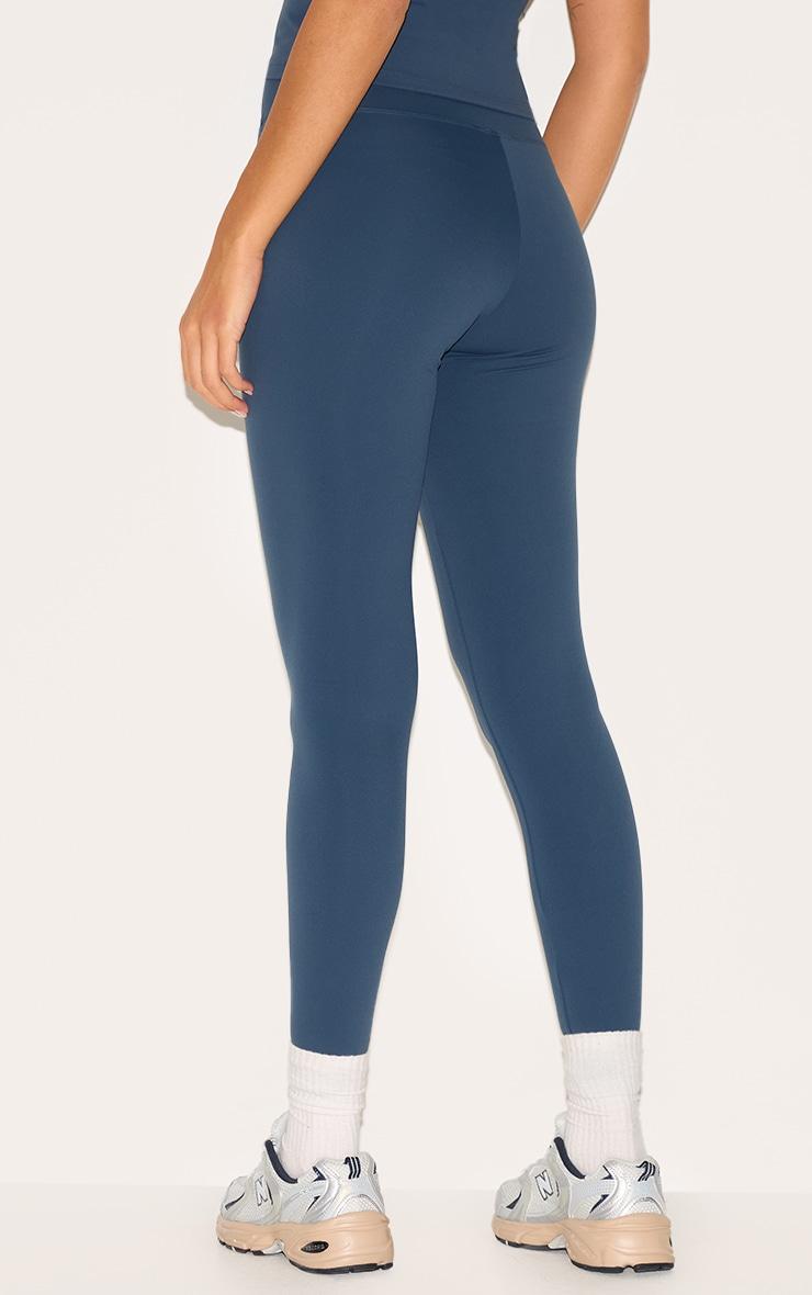 Midnight Blue Sculpt Wrap Waist Gym Leggings Product Image