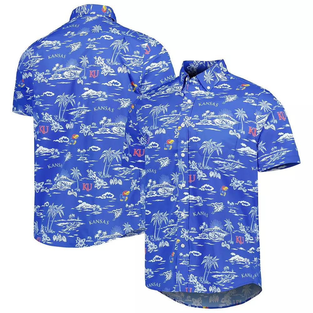 Men's Reyn Spooner Royal Kansas Jayhawks Performance Button-Down Shirt, Size: 2XL, Blue Product Image