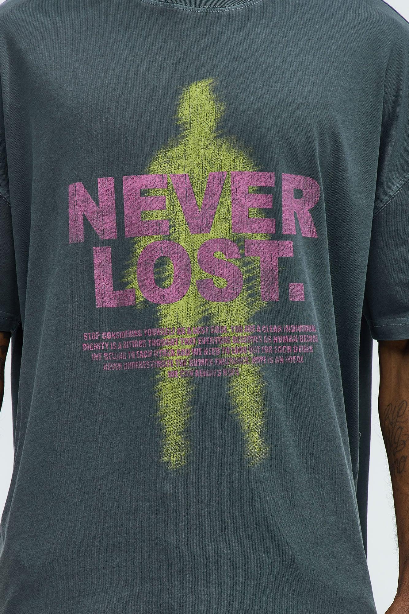 Never Lost Oversized Short Sleeve Tee - Grey Product Image