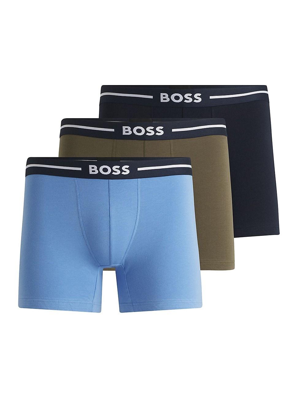 Mens Three-Pack of Boxer Briefs with Logo Stripe Waistbands Product Image