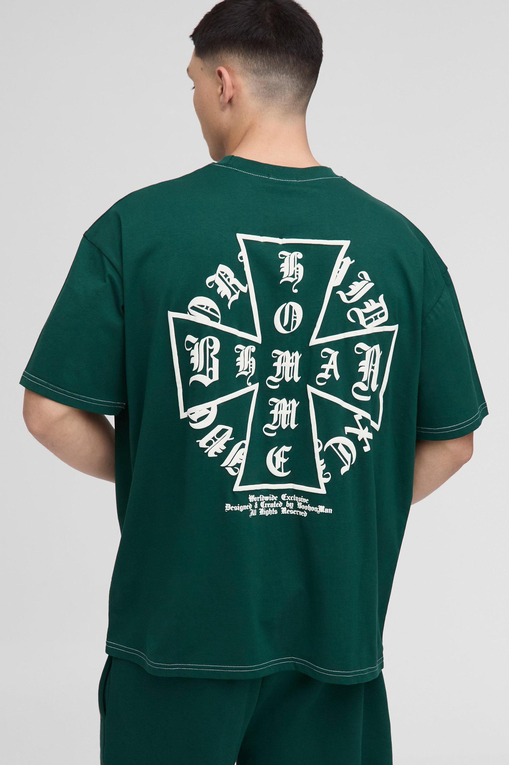 Oversized Homme Cross T-Shirt & Short Set | boohooMAN USA Product Image