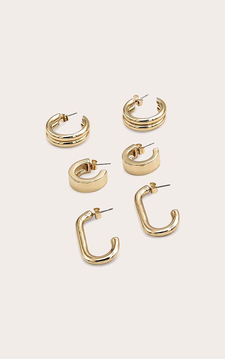 Gold Chunky Square Hoop Multi-pack Earrings Product Image