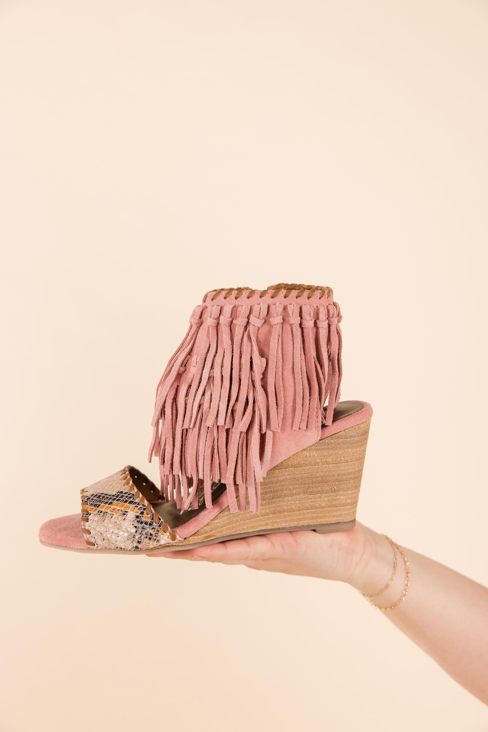 True Fringe Wedge in Blush Product Image