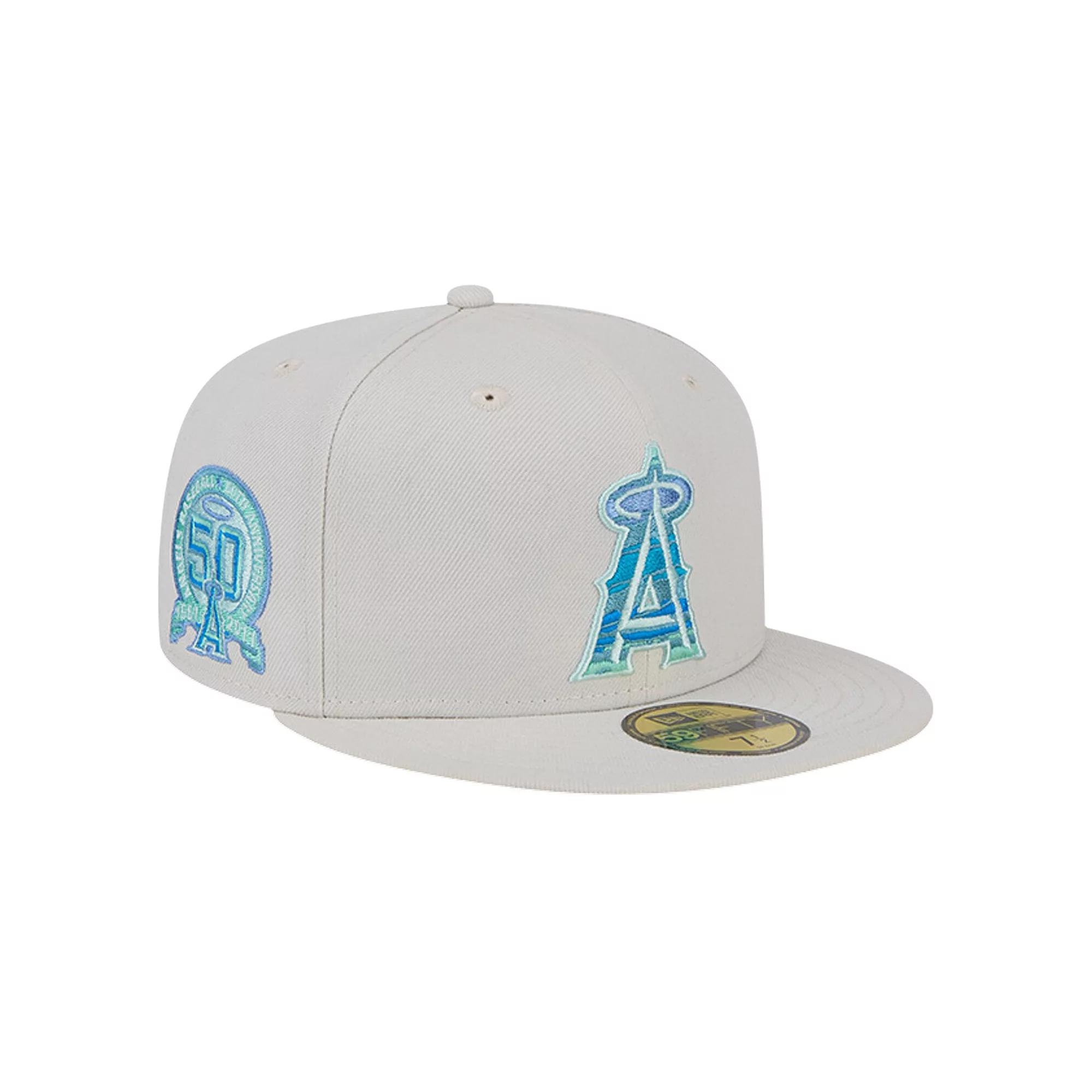 Men's New Era Khaki Los Angeles Angels Stone Mist 59FIFTY Fitted Hat, Size: 8, Beig K Product Image
