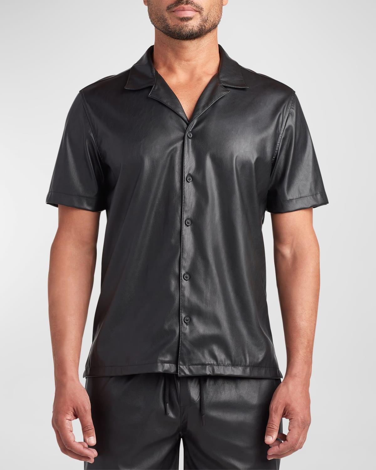 Men's Bond Faux-Leather Camp Shirt Product Image