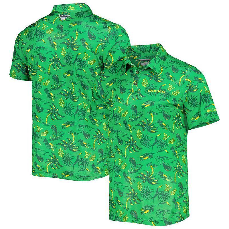 Men's Columbia Green Oregon Ducks Super Terminal Tackle Omni-Shade Polo, Size: Large Product Image