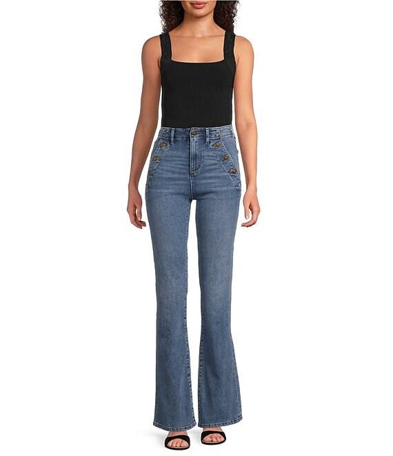 KARL LAGERFELD PARIS Knit Square Neck Sleeveless Tank Product Image