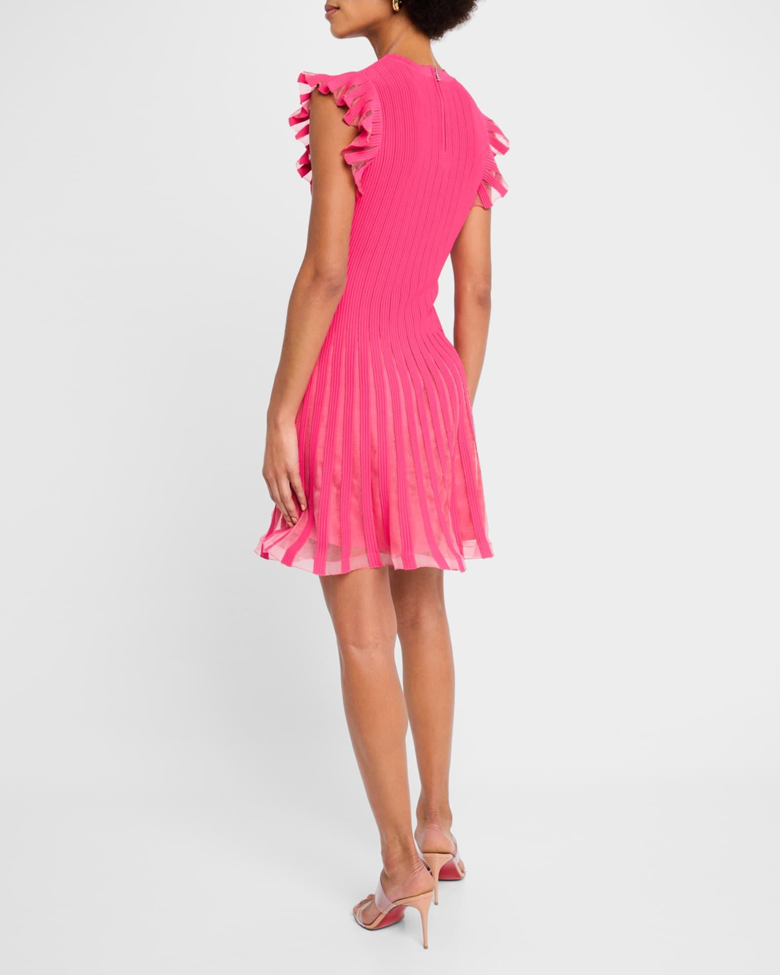 Sheer Flutter-Sleeve Knit Dress Product Image