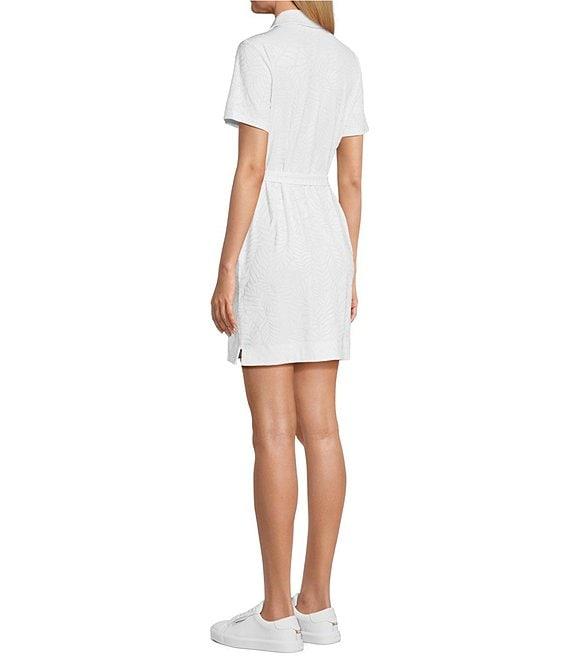 Tommy Bahama Aubrey IslandZone® Leaf Jacquard Polo Collar Short Sleeve Belted Dress Product Image