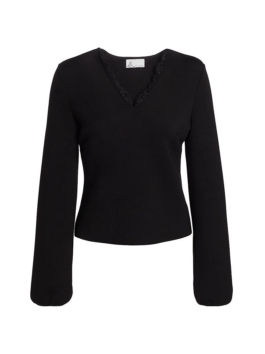 Womens Felicity Lace-Trim V-Neck Top Product Image