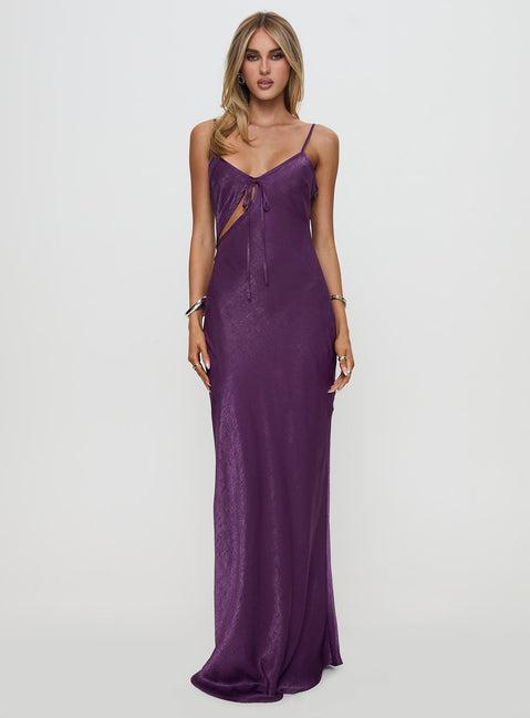 Linger Bias Cut Maxi Dress Purple Product Image