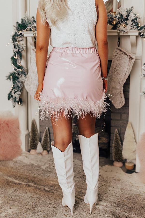 The Freesia Patent Feather Skirt In Blush Product Image