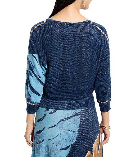 NIC + ZOE Twilight Front Easy Knit V-Neck 3/4 Sleeve Top Product Image