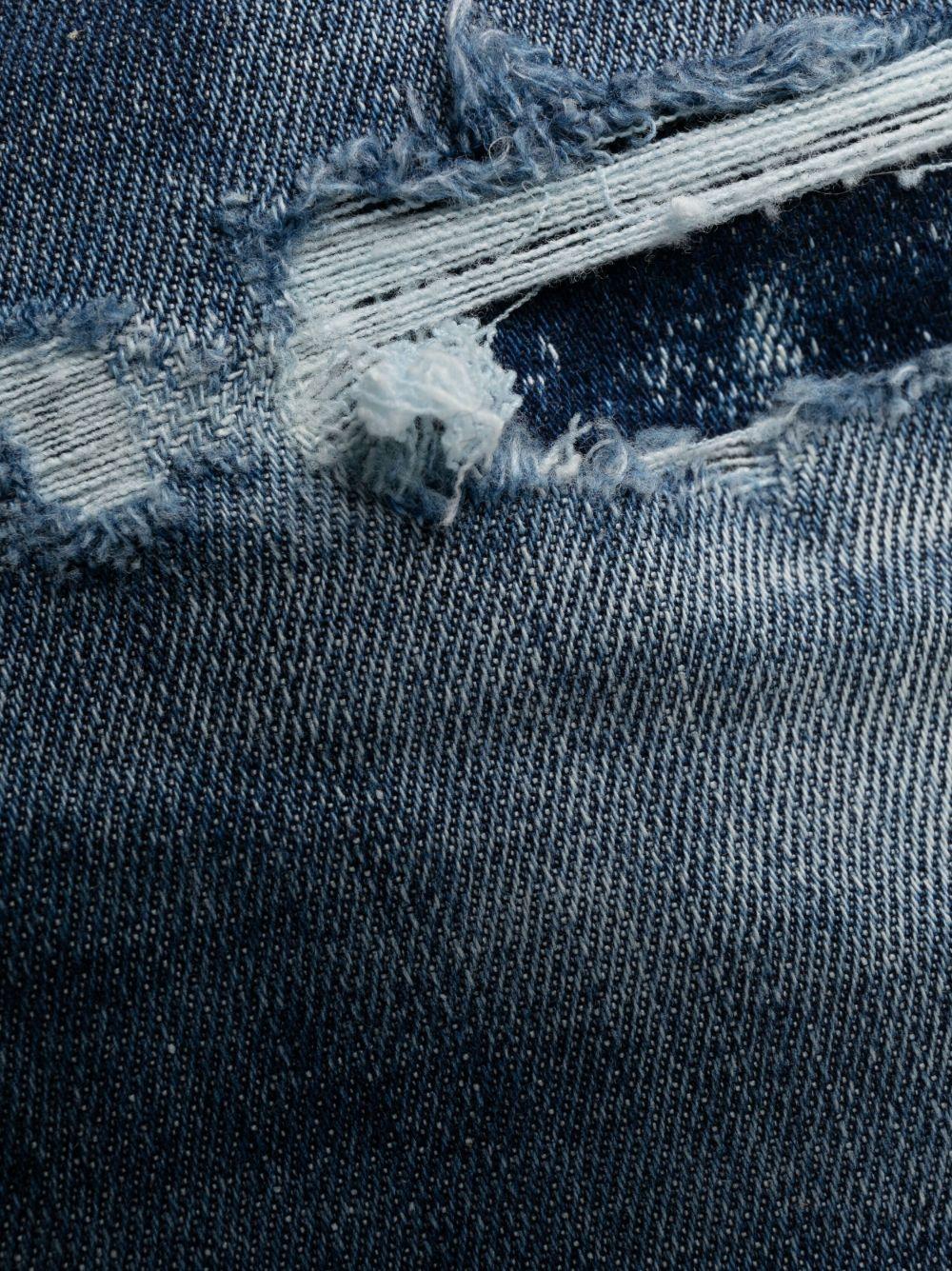 distressed logo-patch cropped jeans Product Image