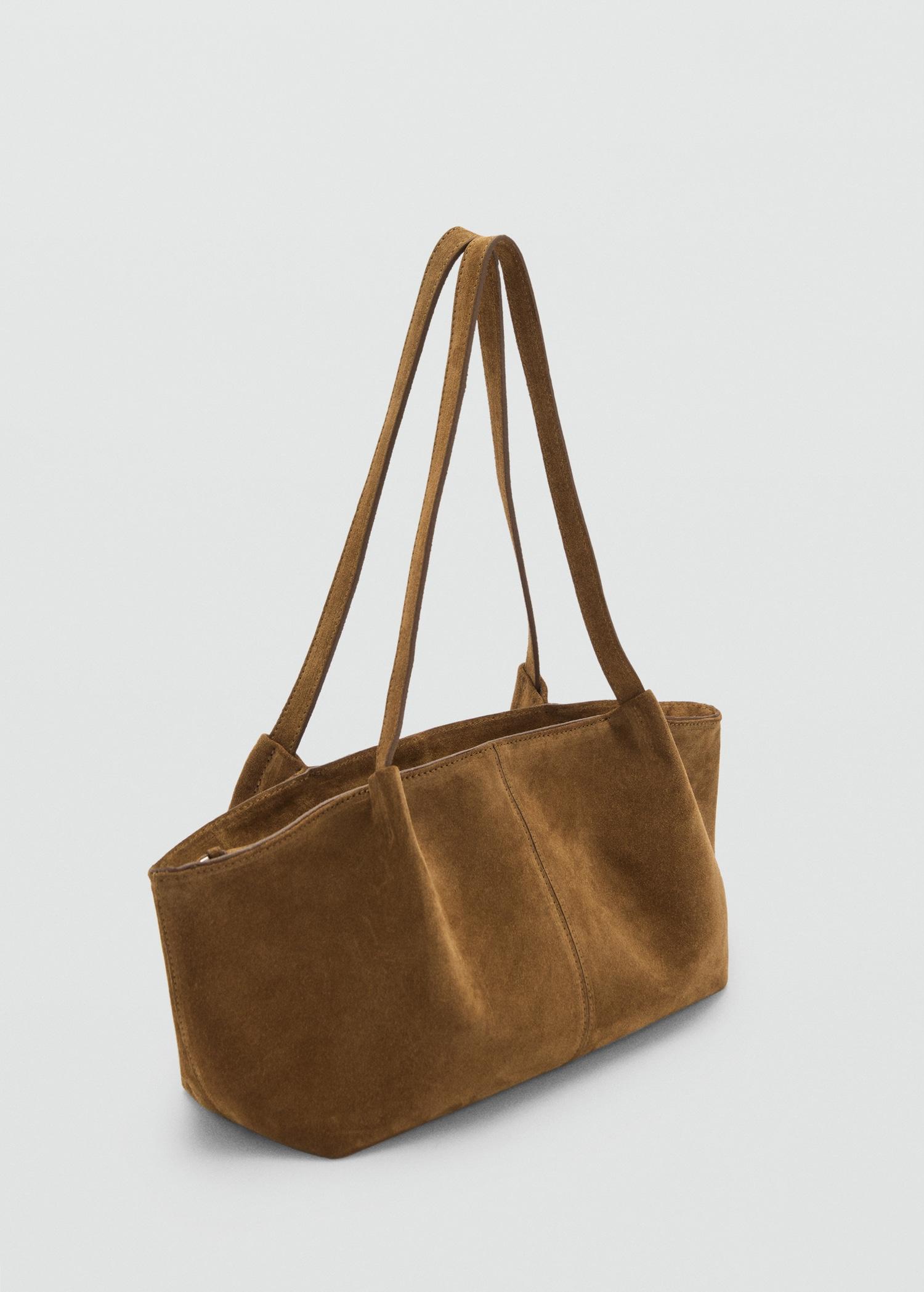 Double handle suede bag - Women | MANGO USA Product Image