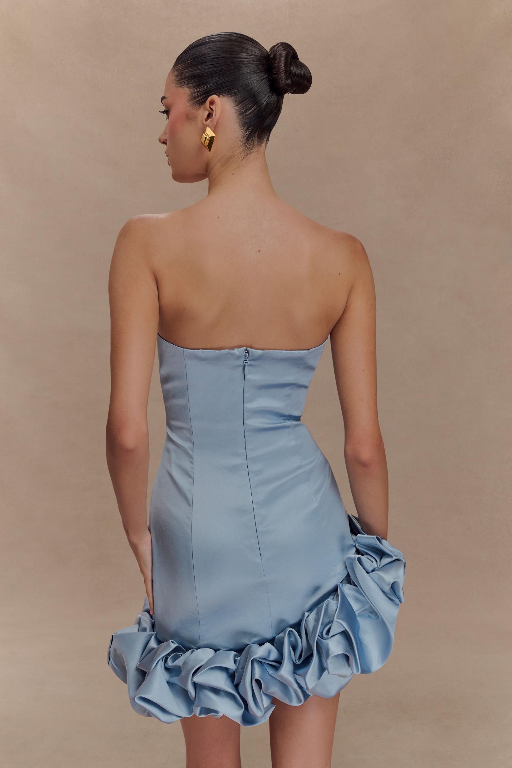 Alba Bubble Mini Dress - Cornflower Blue Product Image