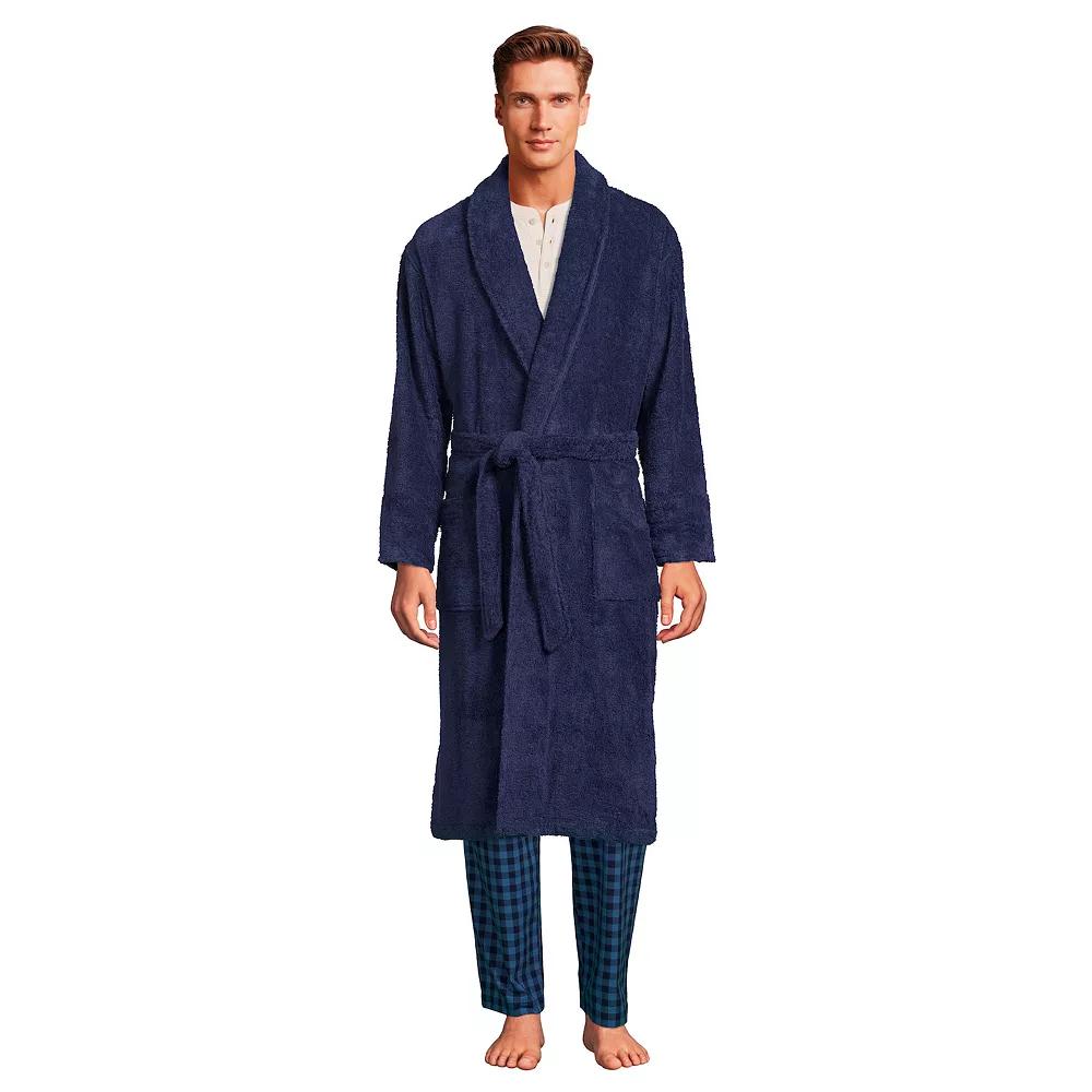 Big & Tall Lands' End Calf-Length Turkish Terry Robe, Men's,  Product Image