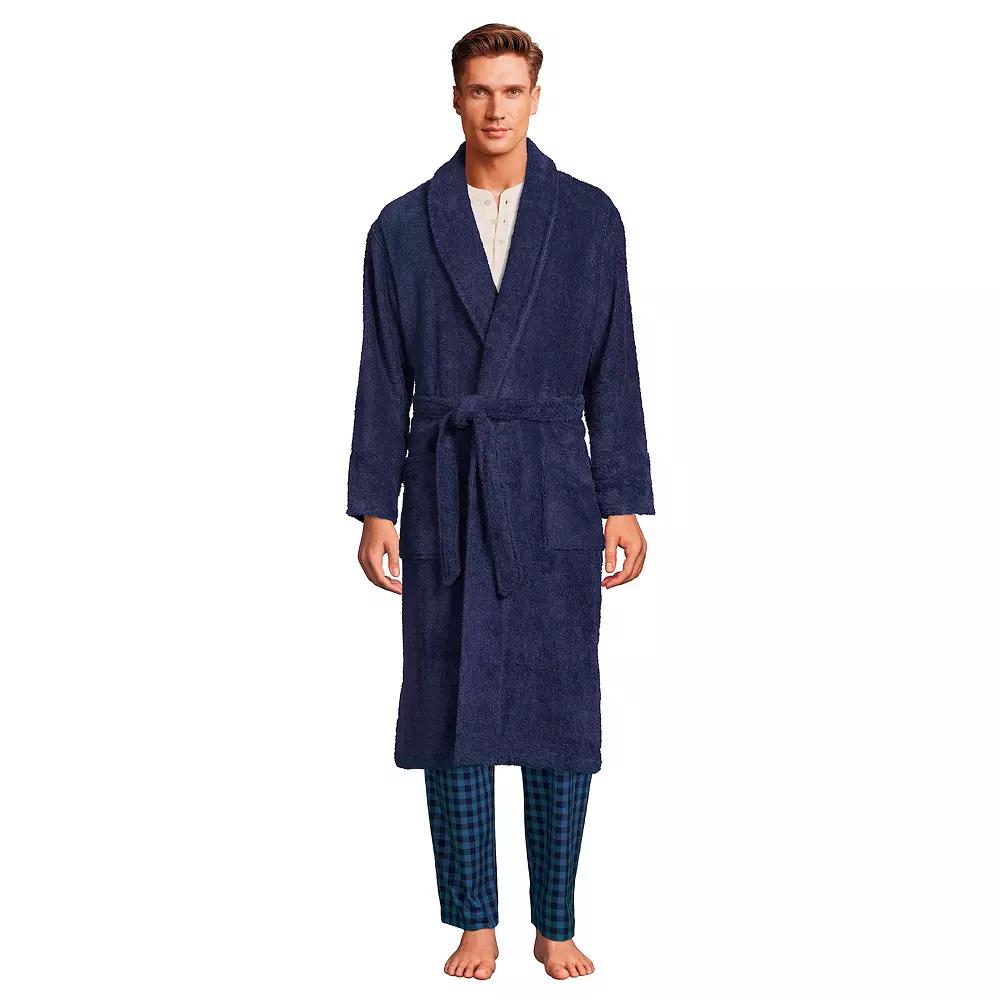 Big & Tall Lands' End Calf-Length Turkish Terry Robe, Men's,  Product Image
