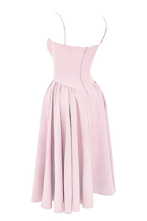 Samaria  ballerina pink twill corset midi dress Product Image