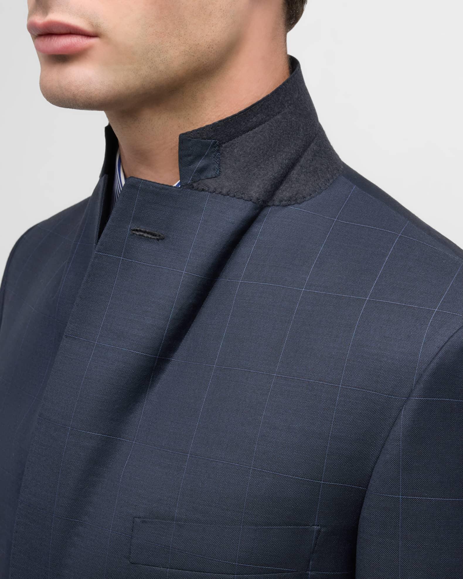 Men's Windowpane Wool-Silk Suit Product Image