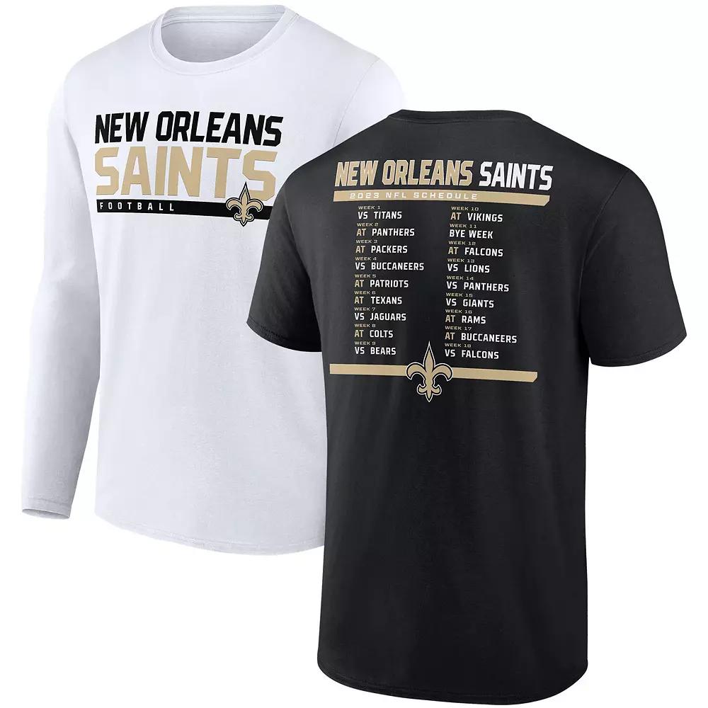 Men's Fanatics Branded Black/White New Orleans Saints Two-Pack 2023 Schedule T-Shirt Combo Set, Size: 5XL Product Image