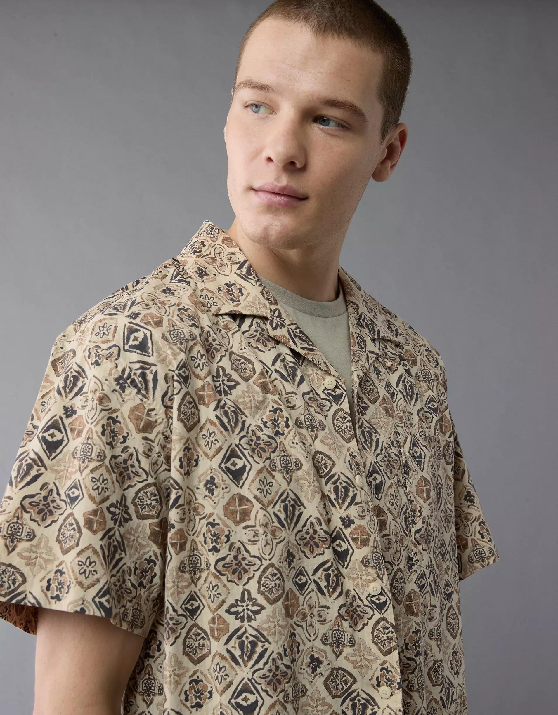 AE Poolside Printed Button-Up Shirt Product Image
