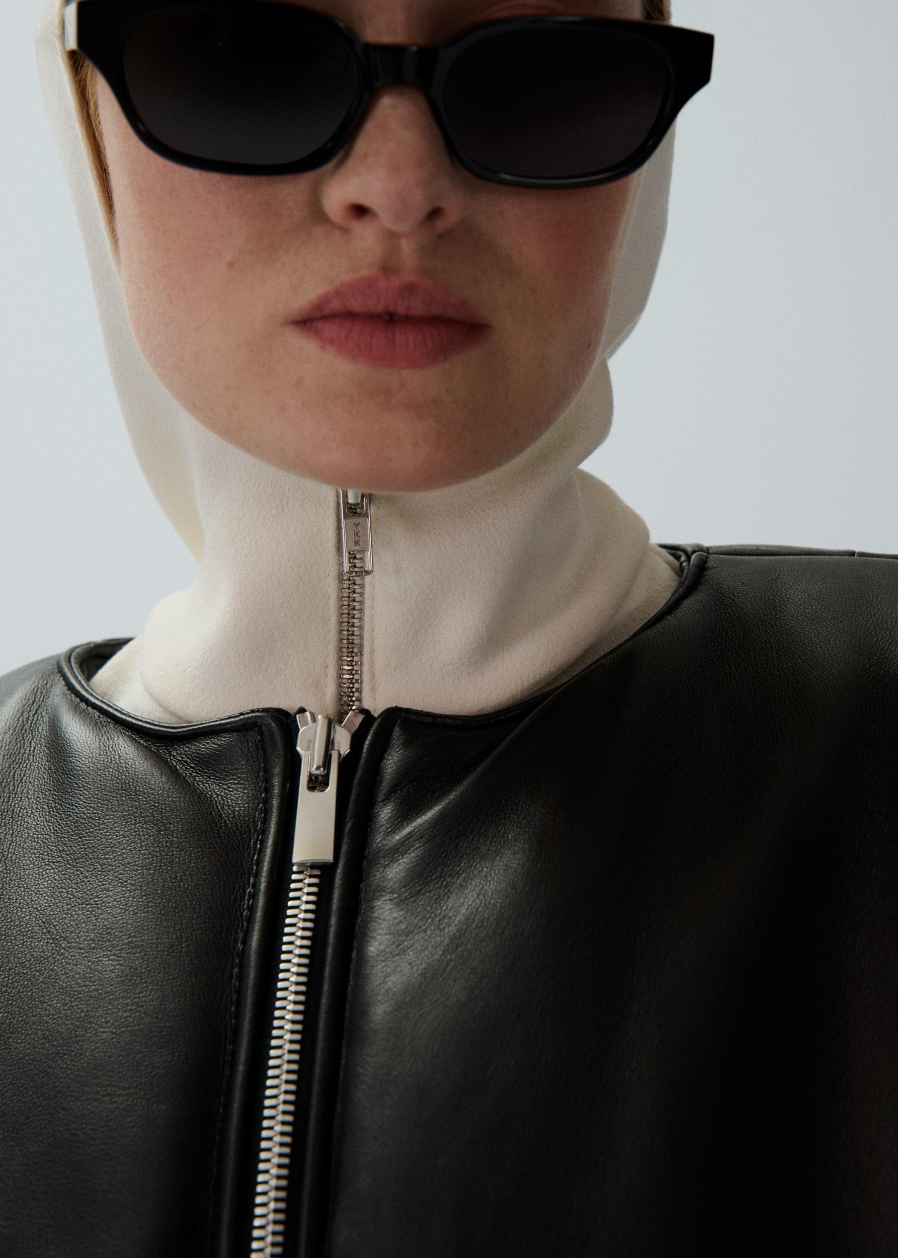 Half zip hoodie in cream Product Image