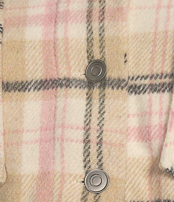 Double Zero Long Sleeve Plaid Cropped Jacket Product Image