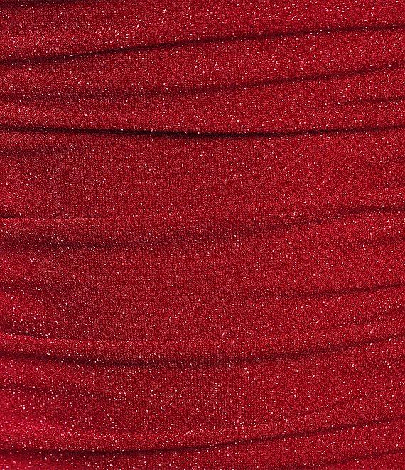 Jump Spaghetti-Strap Square Neck Ruched Glitter Knit Bodycon Dress Product Image