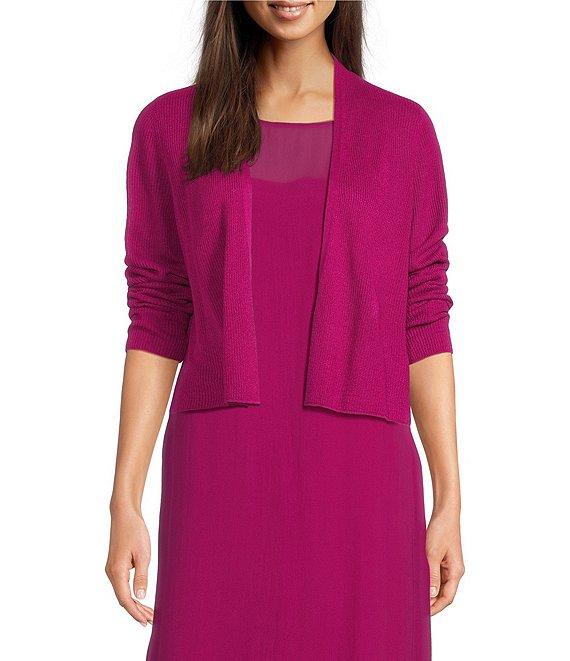 Eileen Fisher Organic Linen Blend Knit Open Front Long Sleeve Cardigan Product Image