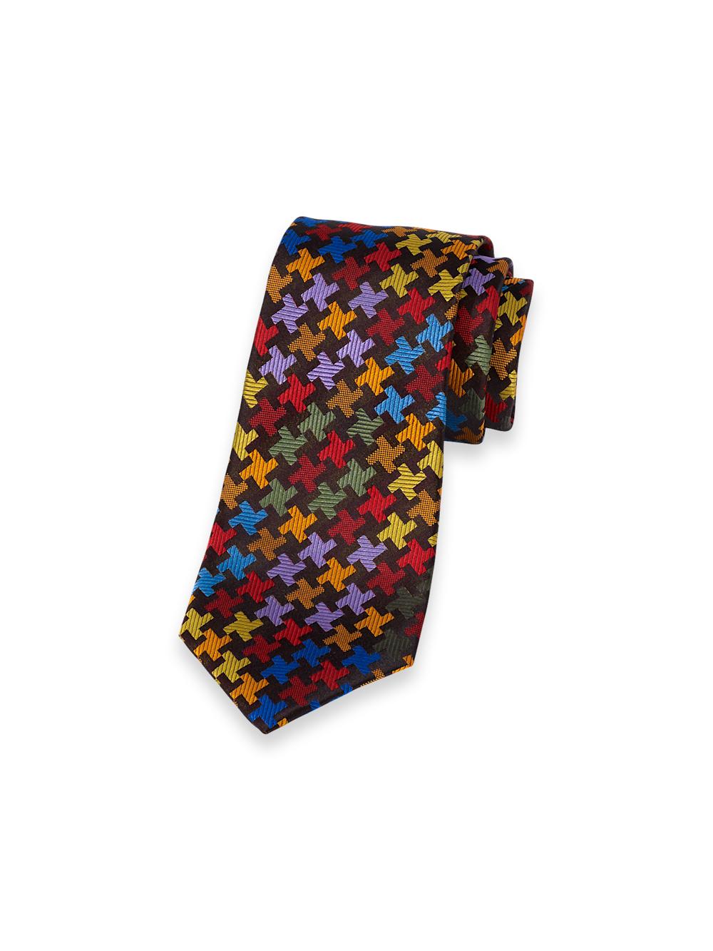 Geometric Woven Silk Tie - Multi Product Image